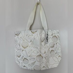 ALOHA Collection RARE White and Gold Seashell Day Tripper Tote